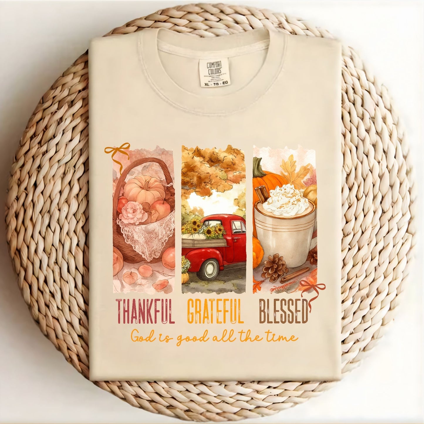 Thankful Grateful Blessed Comfort Colors T-Shirt