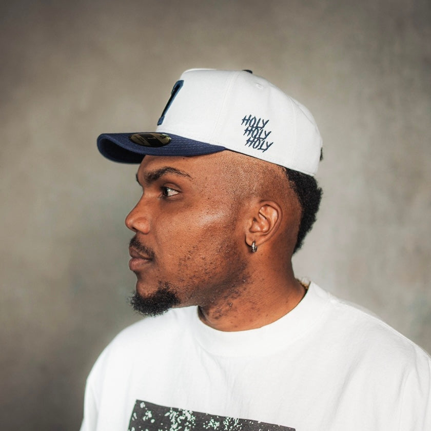 ‘7’ Premium Wool Blend SnapBack - White/Navy