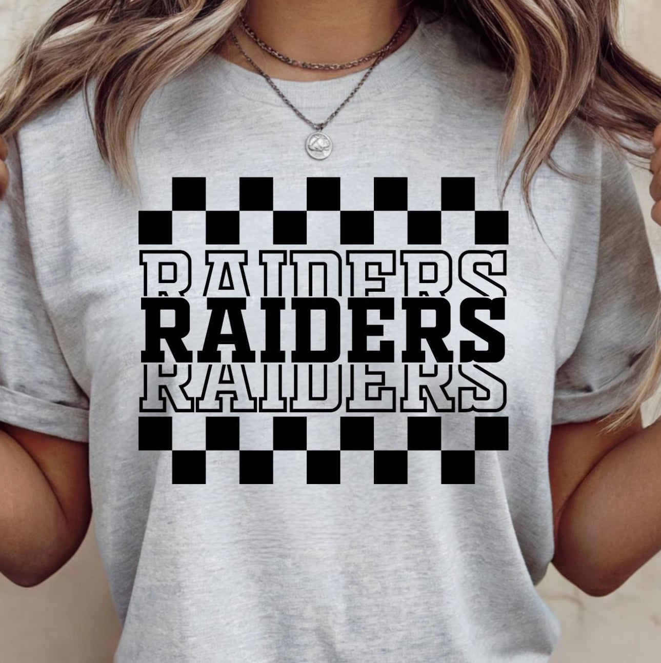 Lumberton Raiders Stacked Checkered T-Shirt