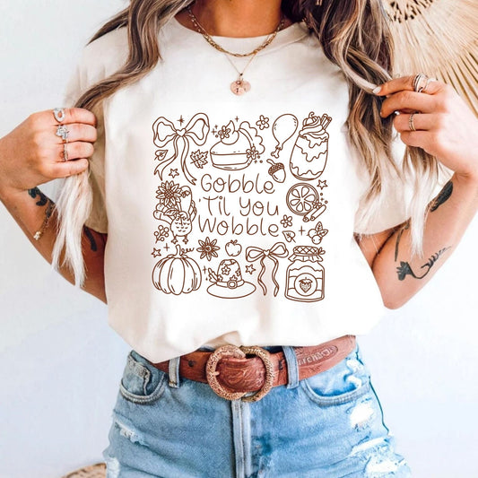 Gobble Gobble Till You Wobble Thanksgiving T-Shirt