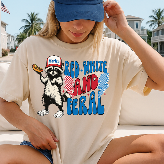 Red White and Feral 4th of July T-shirt
