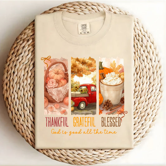 Thankful Grateful Blessed Comfort Colors T-Shirt