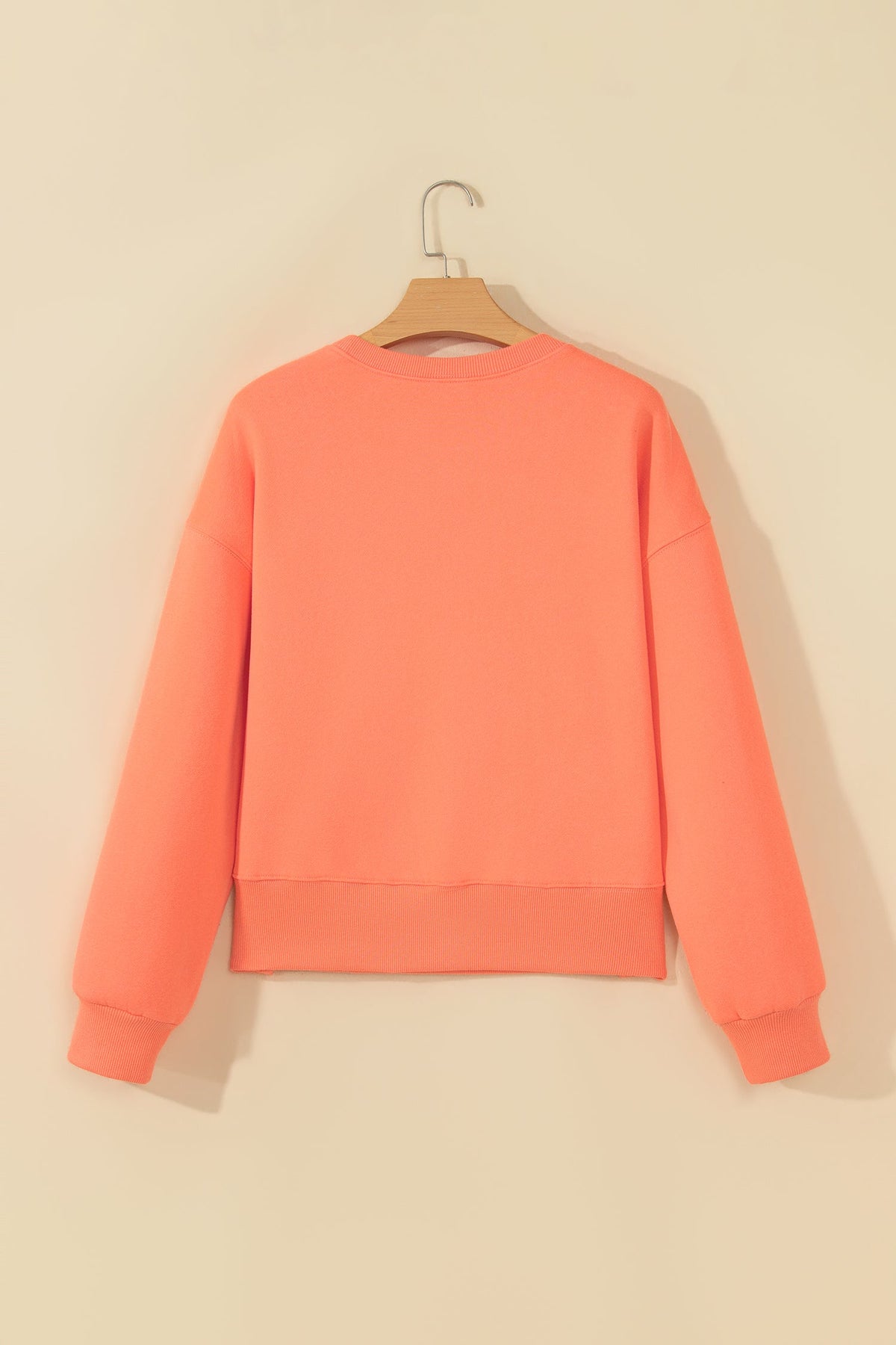 Grapefruit Orange JESUS LOVES YOU Puffy Letter Graphic Sweatshirt