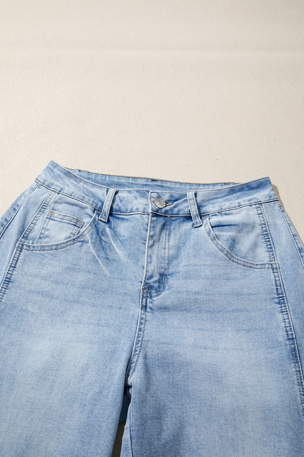 Myosotis Raw Hem Turnup Loose Ankle-length Jeans