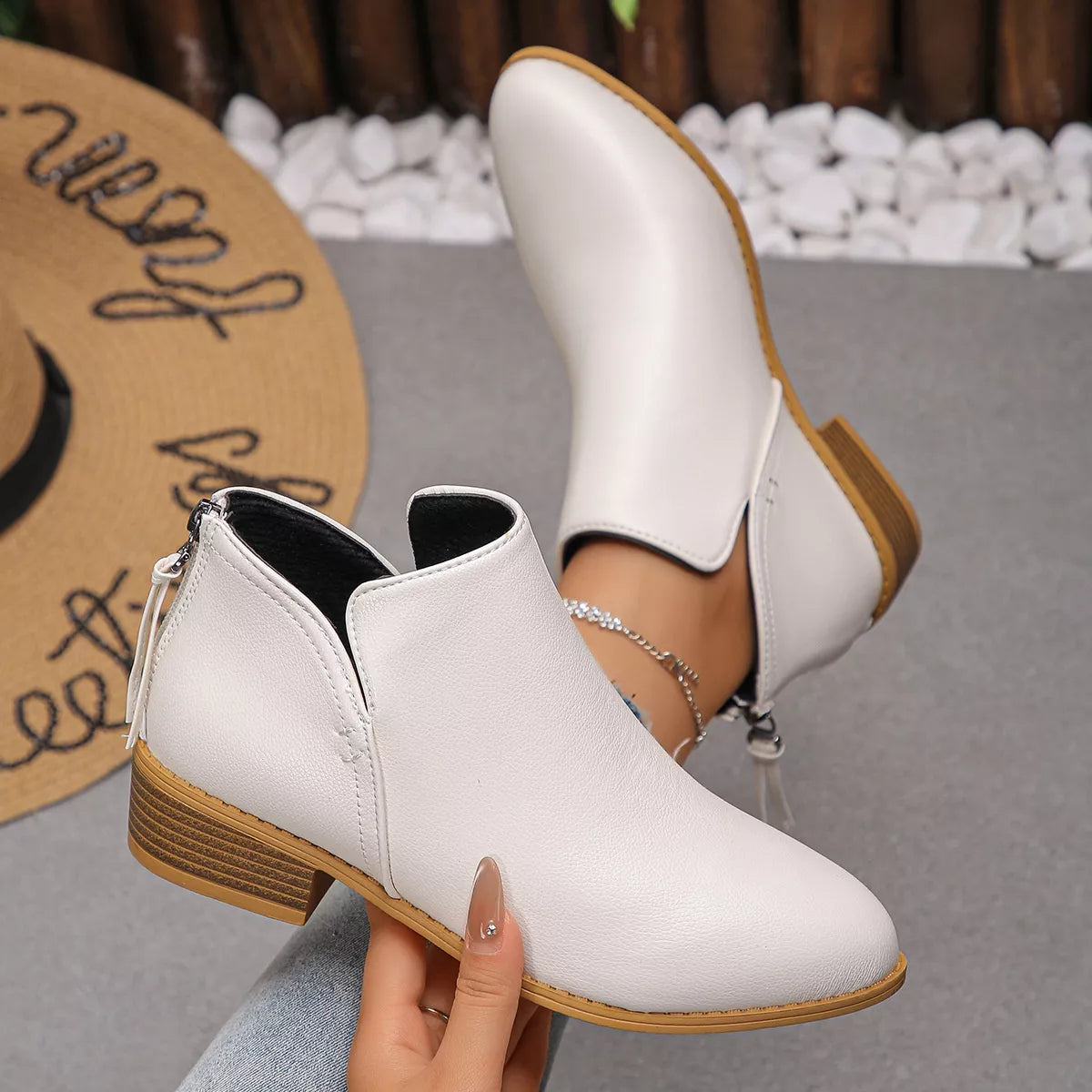 Point Toe Block Heels Boots