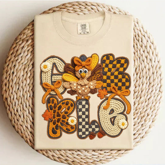 Faux Yarn Gobble Thanksgiving Comfort Colors T-Shirt