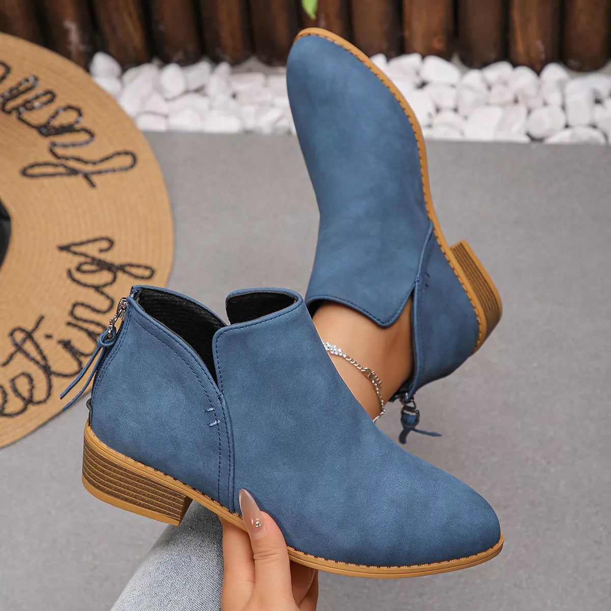 Point Toe Block Heels Boots
