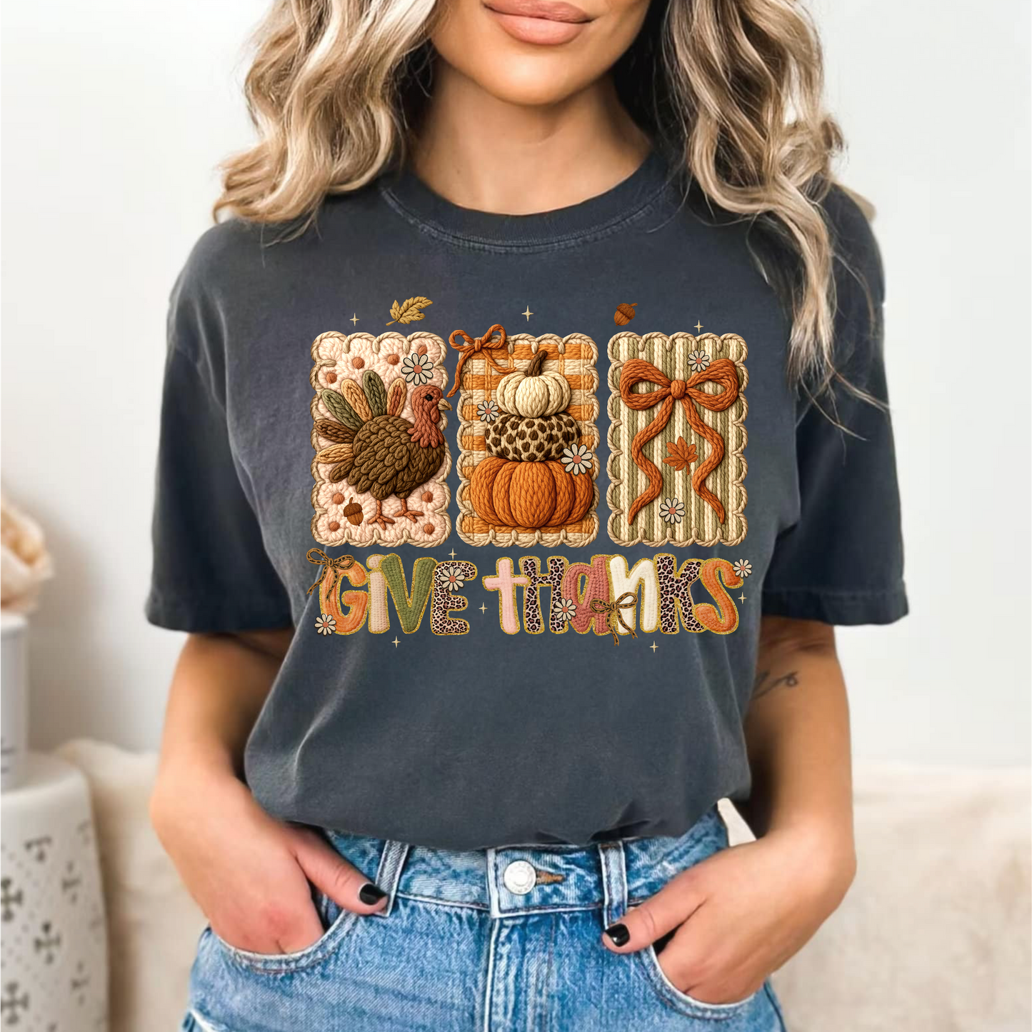 Give Thanks Thanksgiving Comfort Colors T-Shirt