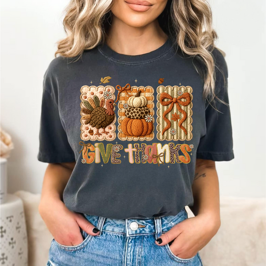 Give Thanks Thanksgiving Comfort Colors T-Shirt