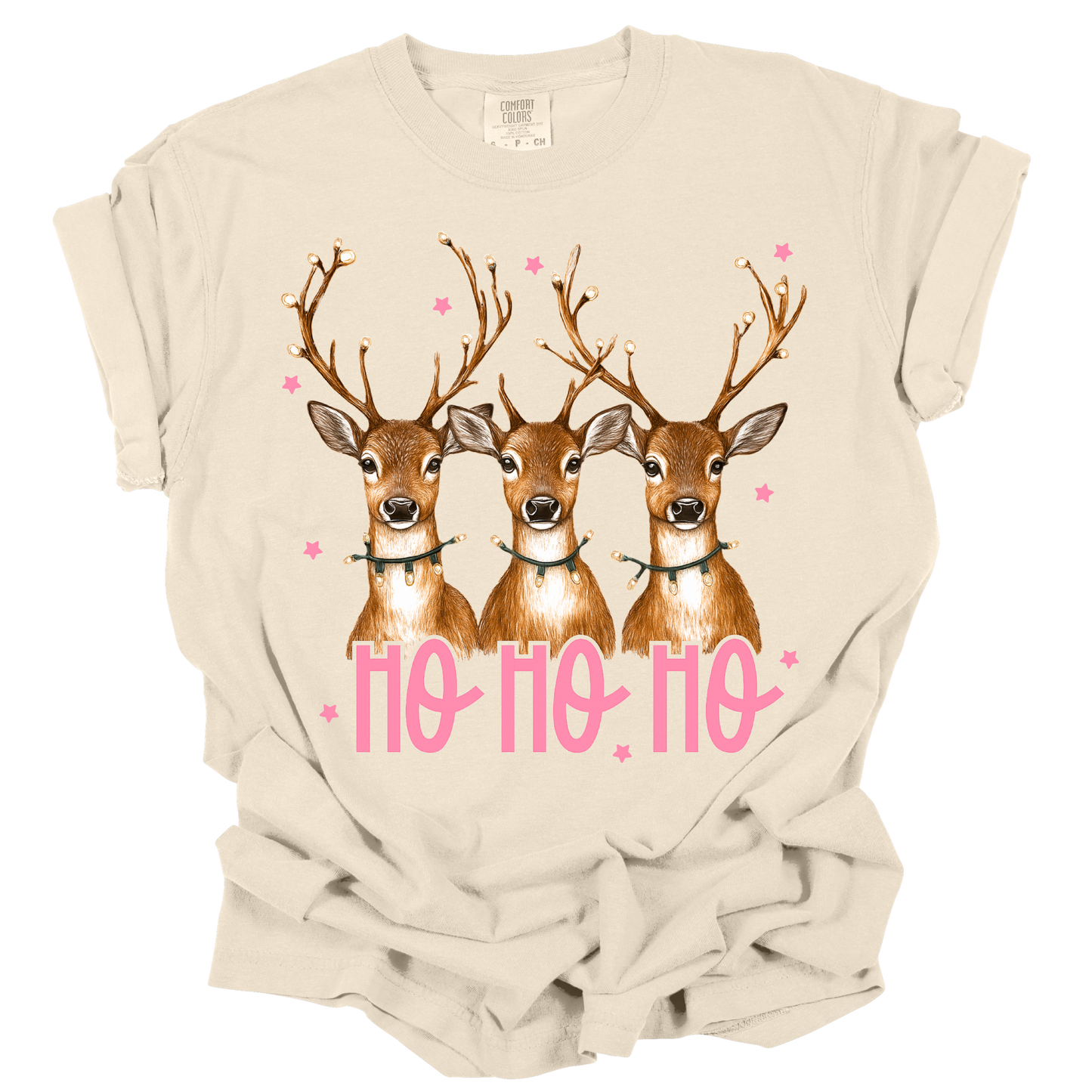 Ho Ho Ho Reindeer Christmas Comfort Colors T-Shirt
