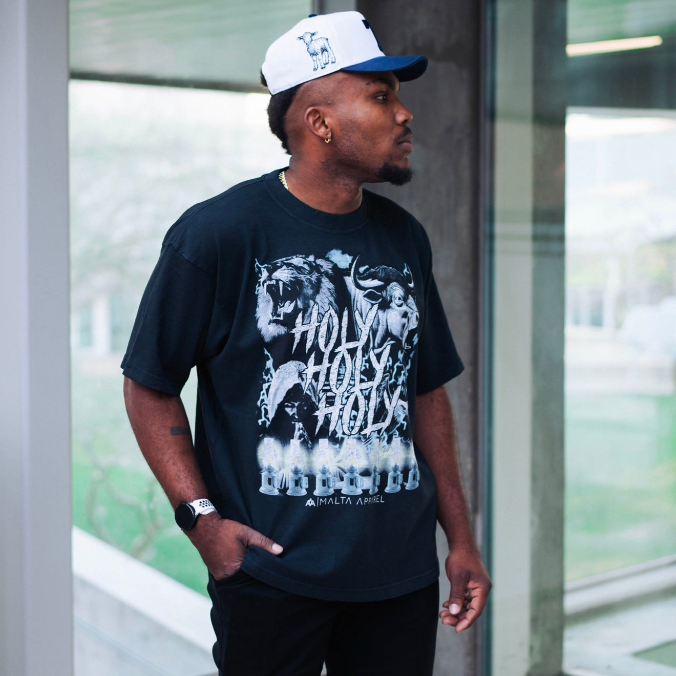 ‘7’ Premium Wool Blend SnapBack - White/Navy