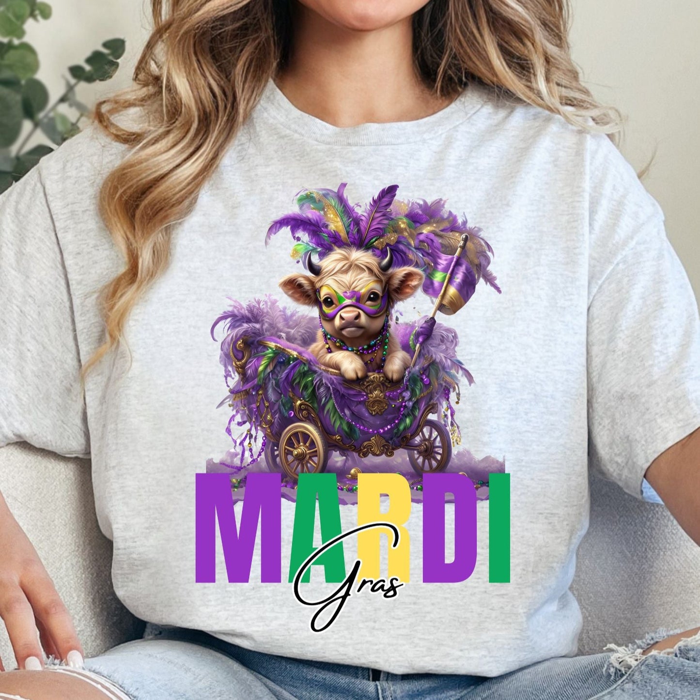 Highland Cow Mardi Gras T-Shirt