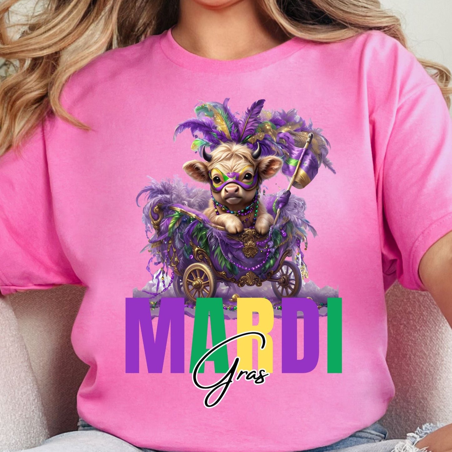 Highland Cow Mardi Gras T-Shirt