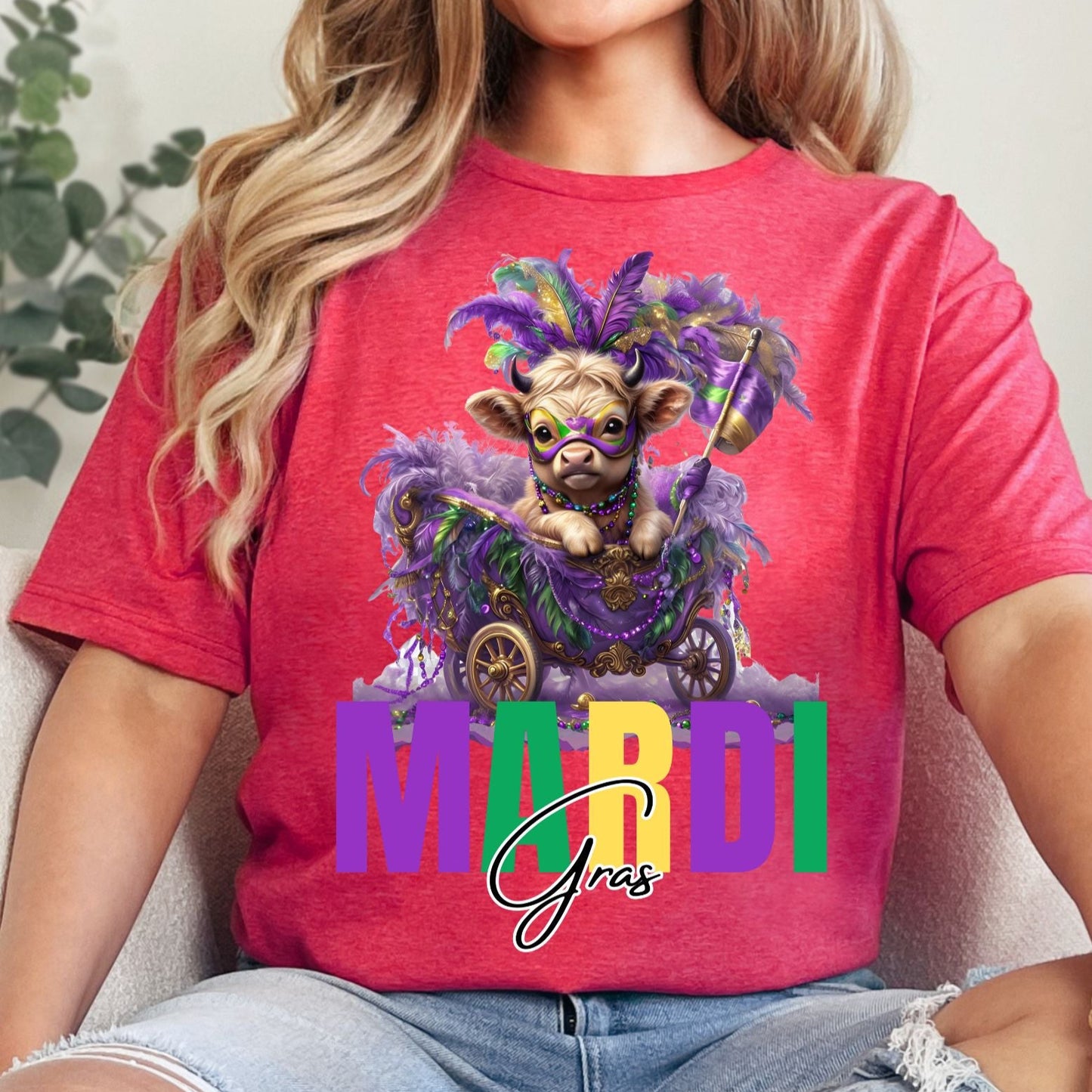 Highland Cow Mardi Gras T-Shirt