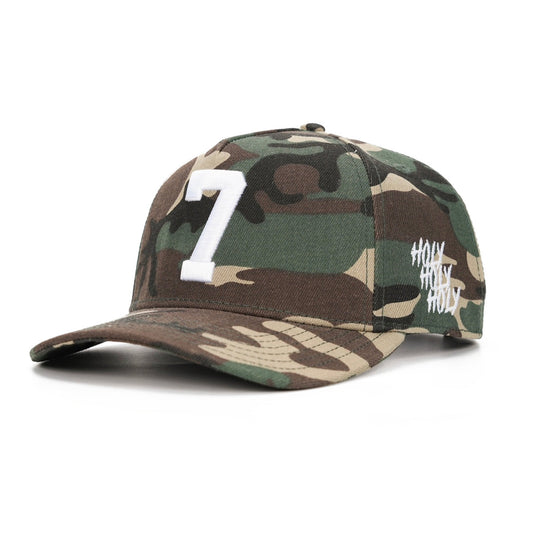 ‘7’ Premium Nylon Blend SnapBack - Camo/White
