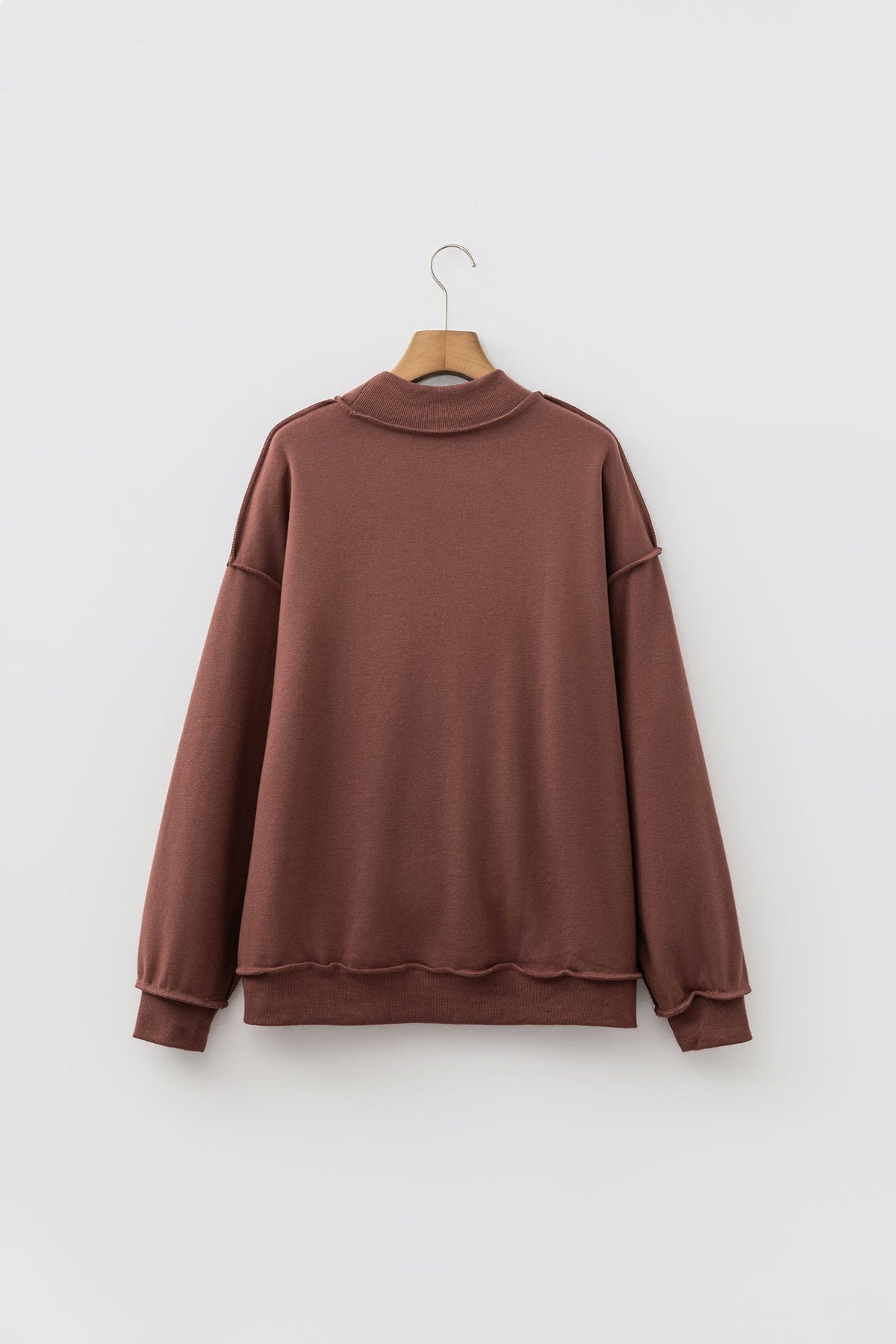 Bright Green Oversize Drop Shoulder Reversible Mock Neck Sweatshirt