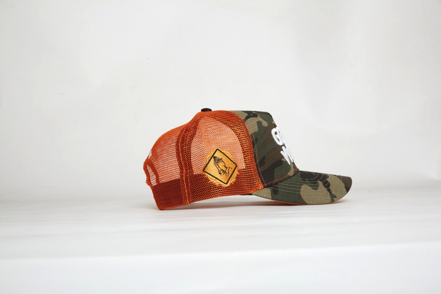 God’s Work- Signature Series Camo/Orange Mesh Snap-back